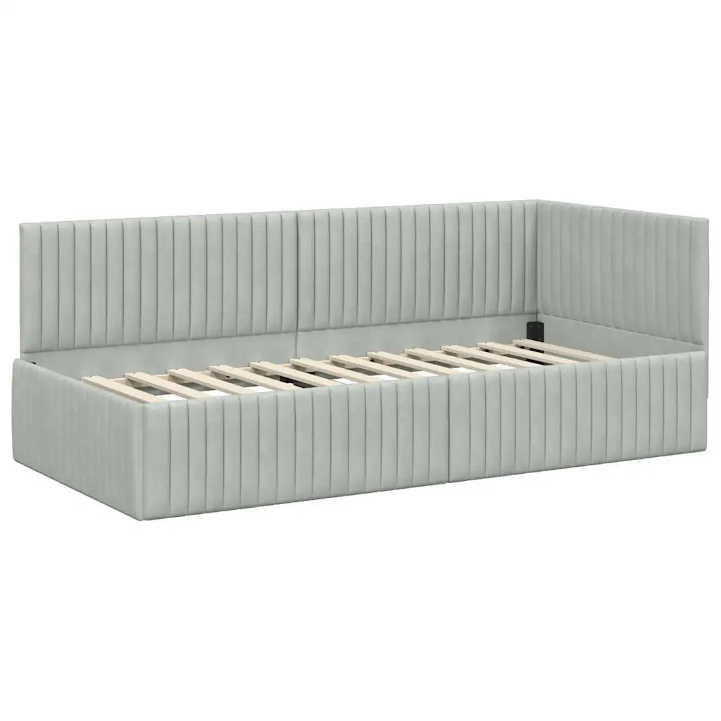 Cornice del letto ad angolo Grigio chiaro 90 cm x 190 cm