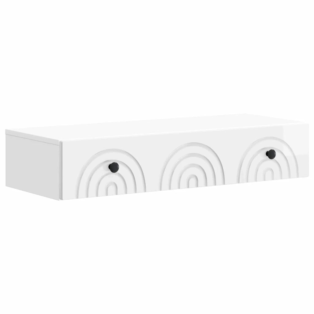 Tavolino da Parete Laterale Bianco Lucido 87,5 x 34,5 x 17 cm 898159
