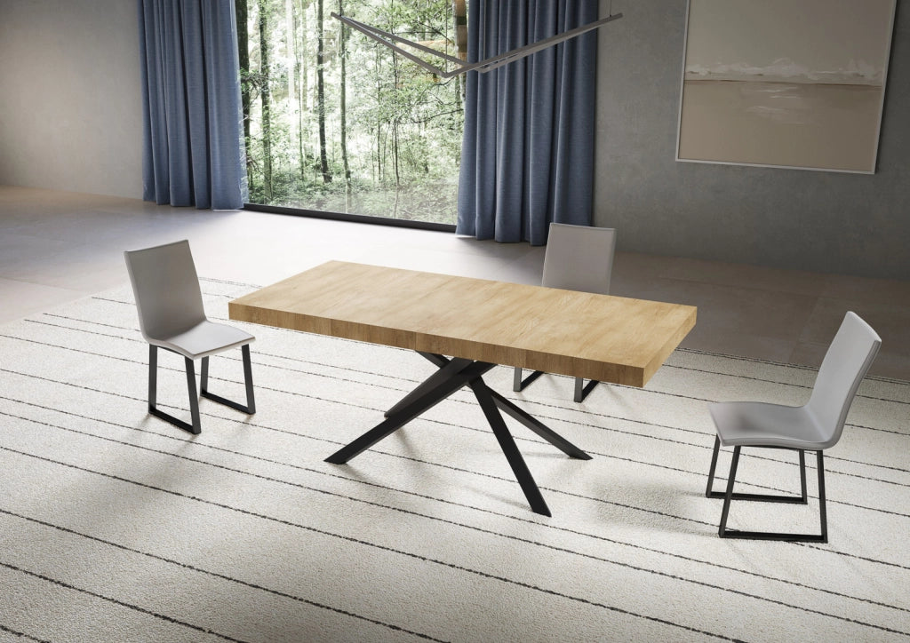 Tavolo allungabile 200/304x90 cm Niket quercia natura gambe antracite