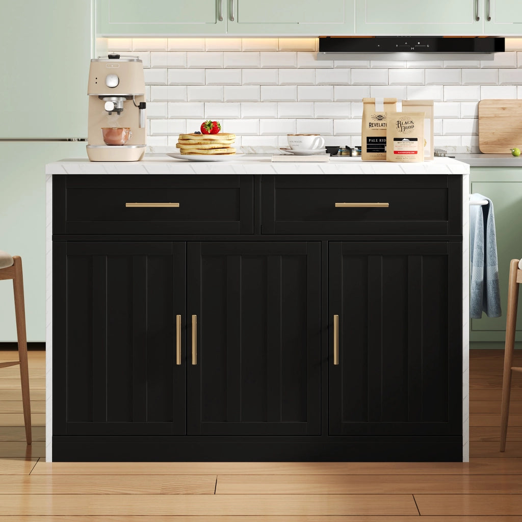 Isola da cucina 120x60x91 cm con bar, prese elettriche, USB e ripiani regolabili