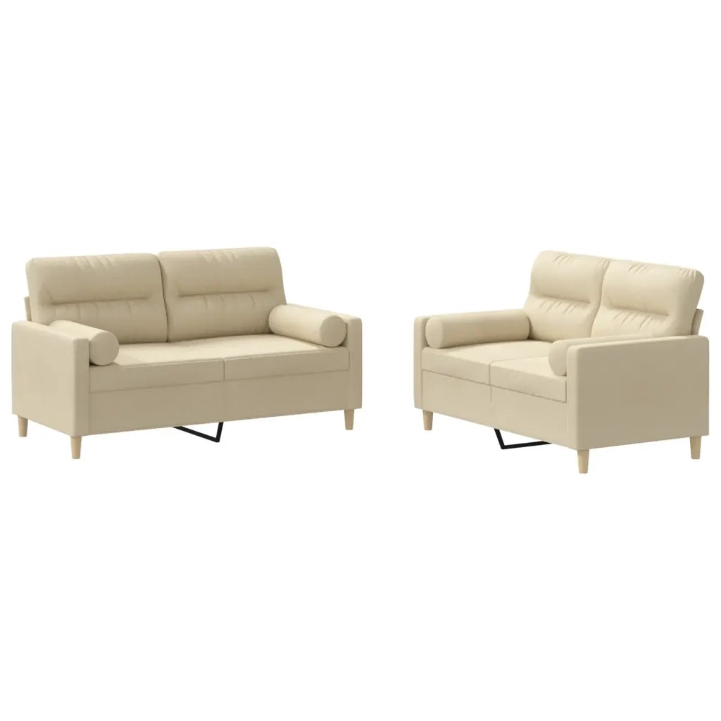 vidaXL Set Divani 2 pz con Cuscini Crema in Tessuto
