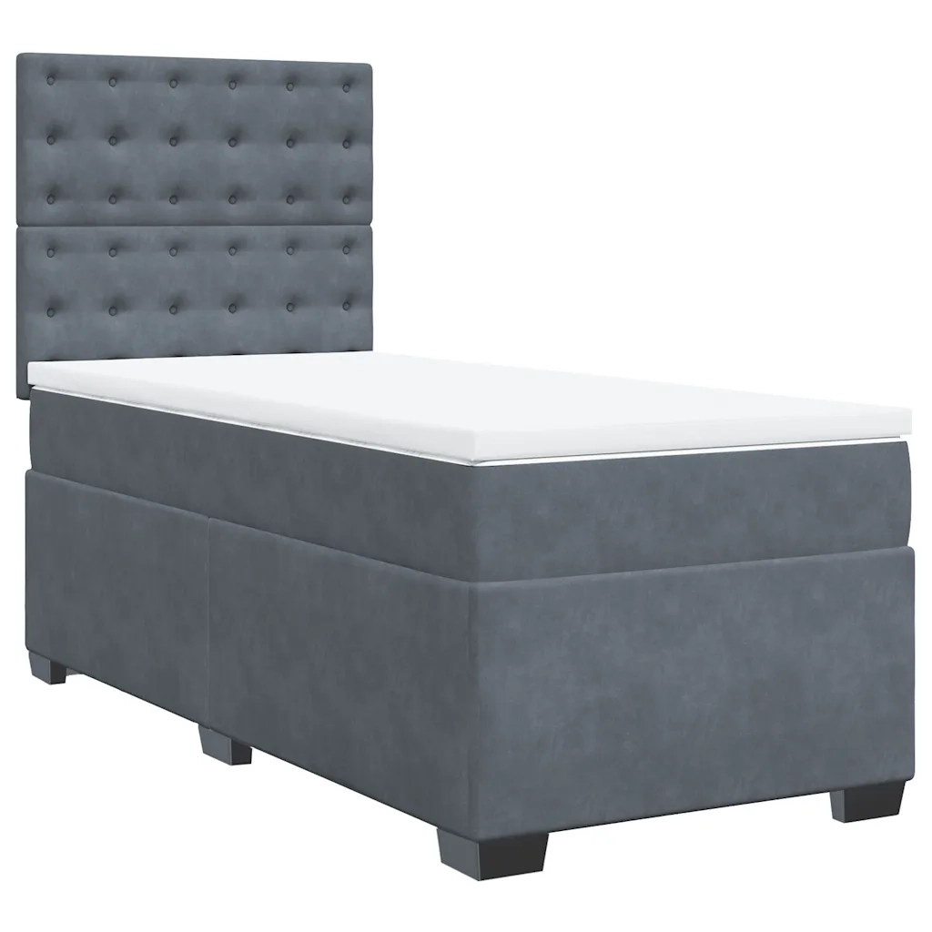 Giroletto a Molle con Materasso Grigio Scuro 100x200 cm Velluto