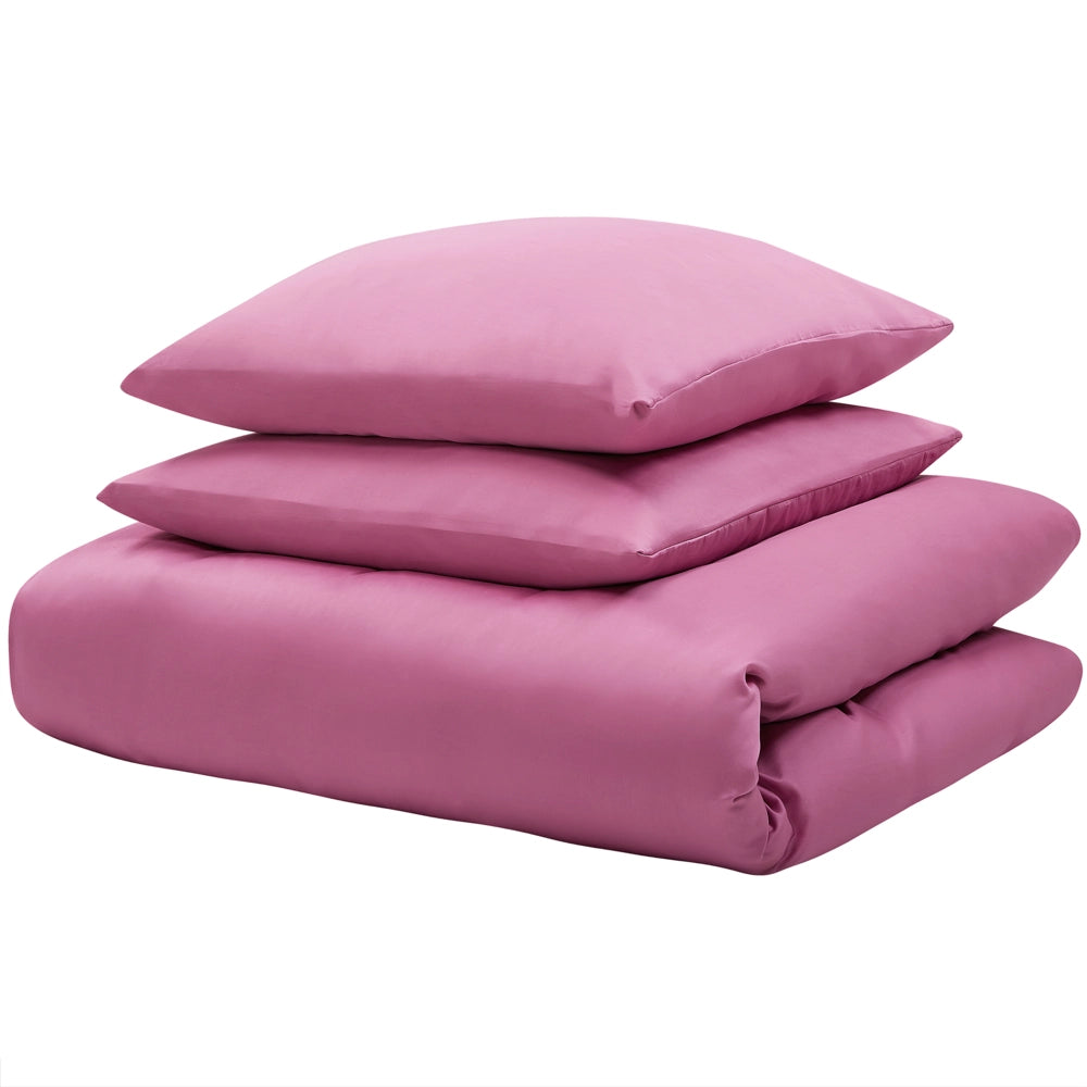 Set di biancheria da letto 155 x 200 cm in cotone a tinta unita rosa