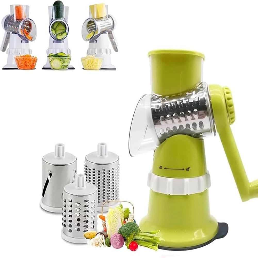 Trade Shop - Affettatrice Verdure 3in1 Multifunzione Mandoline Grattugia Manuale Con 3 Lame Tritatutto -