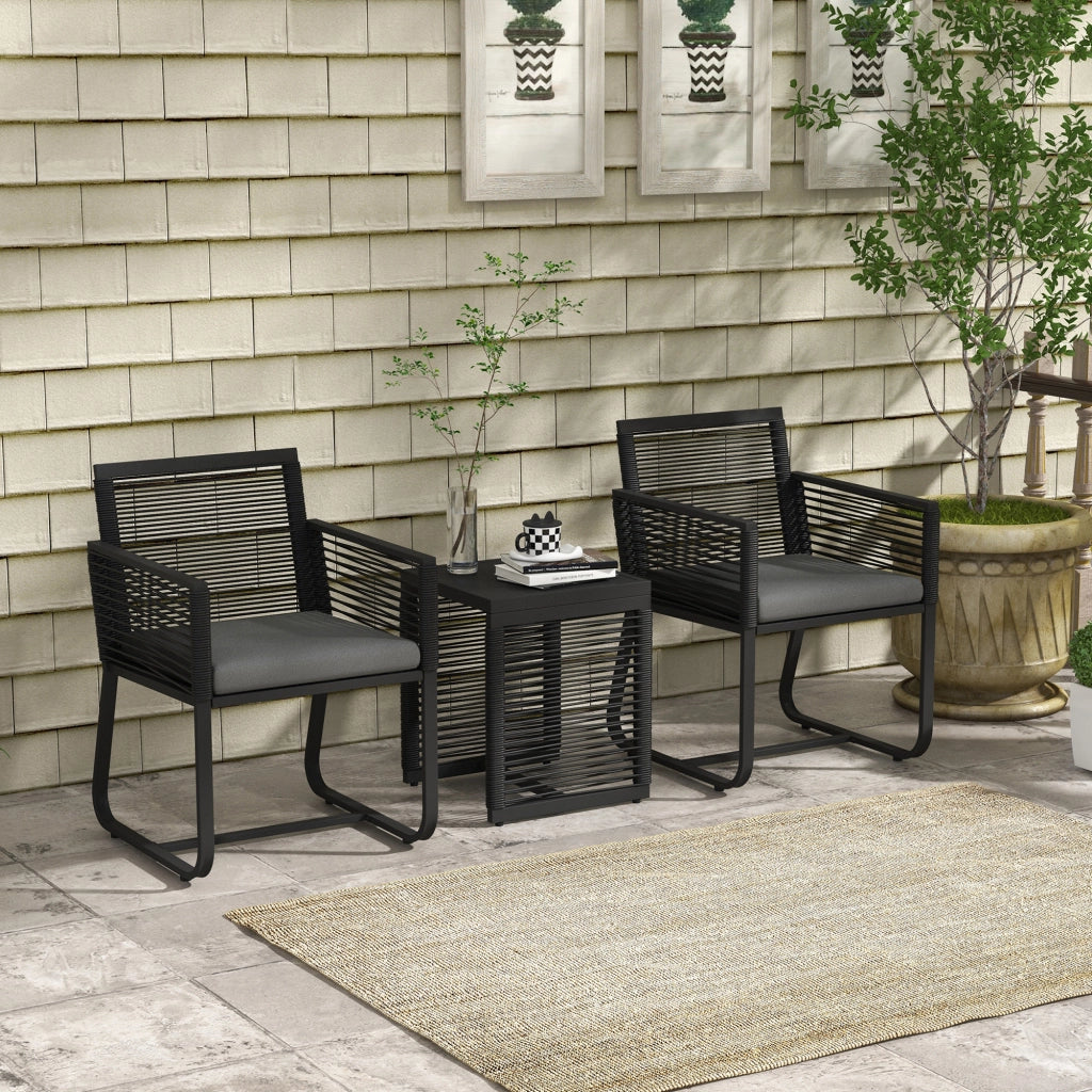 Set Bistrot 3 Pezzi ¨C zephmum ¨C Grigio Nero 53x57x77 cm