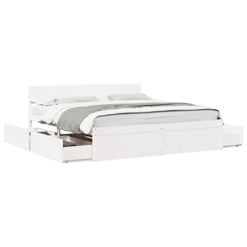 Letto senza Materasso Bianco 180x200 cm Legno Massello di Pino