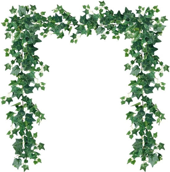 Kunstmatige klimopranken, 1,8 m geurloze zijden klimopkrans con foglie verdi, pianta ornamentale per feste di nozze, mura di casa, decorazione interna ed esterna, set di 3