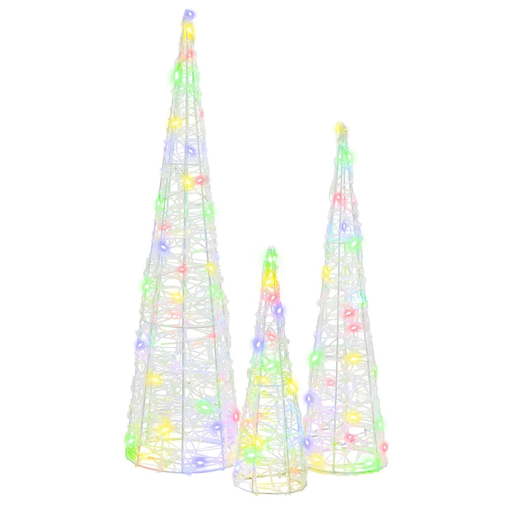 Albero di Natale 3 pz-Decorazioni natalizie Multicolore 20 x 20 x 80 cm Acrilico