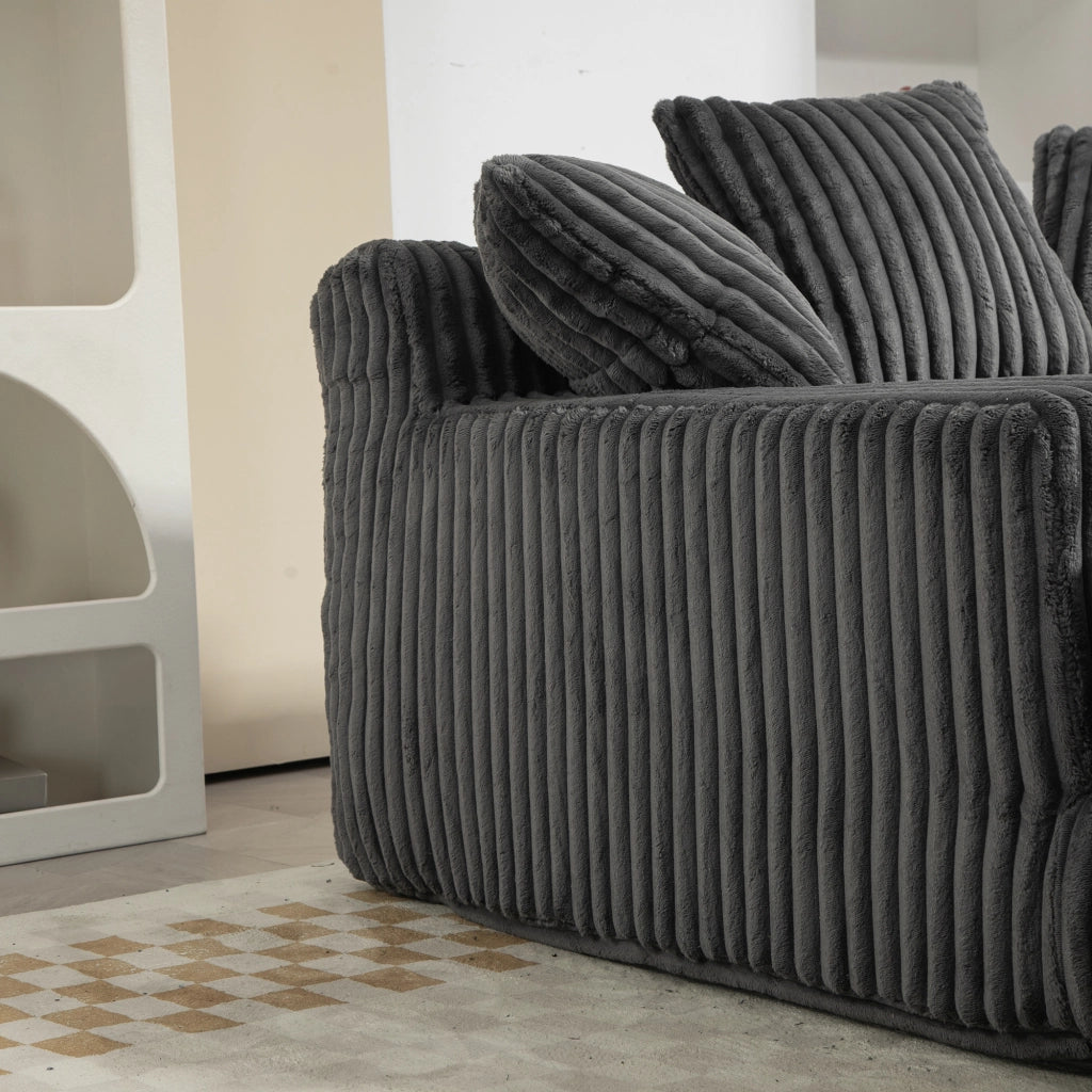 Divano letto moderno - Zephmum- 3 cuscini morbidi colore grigio scuro