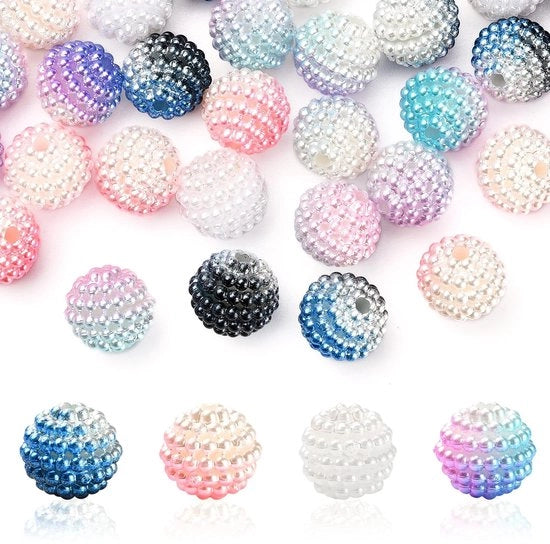 Acquario di plastica per collane 50 pezzi - 10mm gradiente uva - imitazione perla - leggero - duraturo - lucido - collana di plastica
