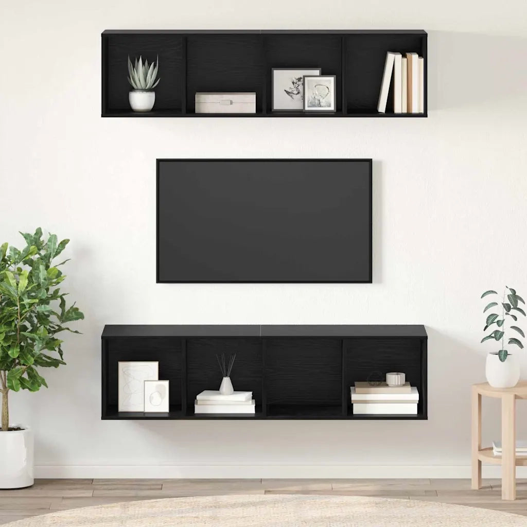 vidaXL Set mobile TV 2 pcs Rovere nero 37 x 37 x 142.5 cm