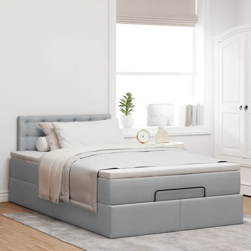 Pouf Letto con Materasso Grigio Chiaro 120x190 cm in Tessuto 3311608