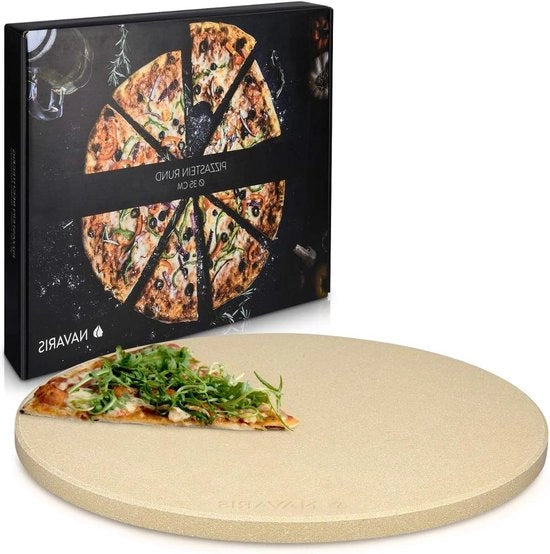 Piatto per pizza in pietra naturale 35 cm per forno o barbecue - Piastre per pizza in pietra naturale con libro di ricette 

(Nota: Ho mantenuto la stessa lunghezza del prodotto, 35 cm, e ho aggiunto il modello di piatto per pizza in pietra naturale)