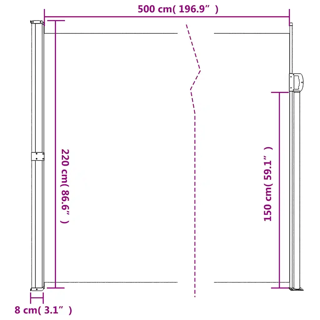 Tenda da Sole Laterale Retrattile Bianco 220x500 cm 4004481