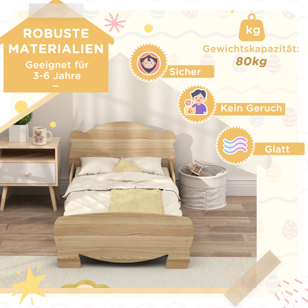 Letto a castello con design orso per bambini 3-6 anni ¨C zephmum ¨C 143.5x80x55 cm legno naturale