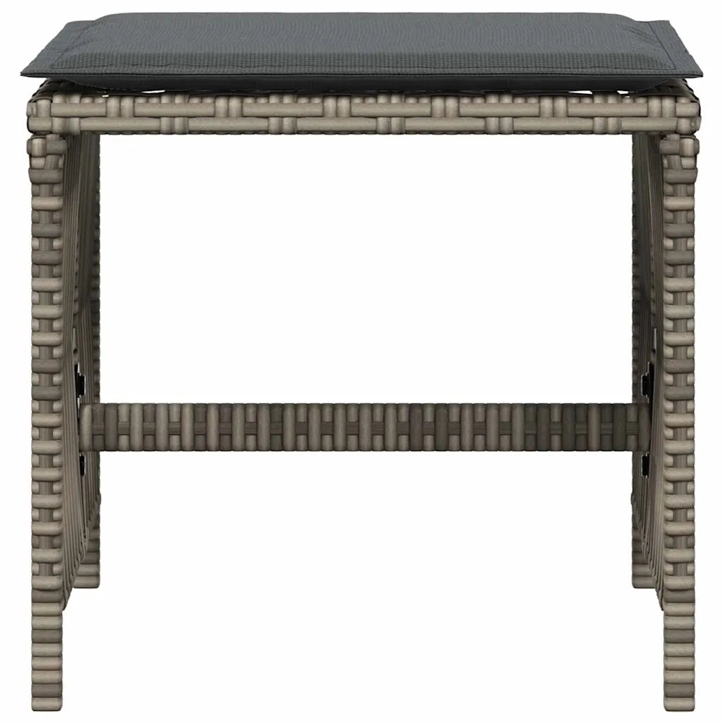 Sgabelli Giardino con Cuscini 4 pz Grigi 41x41x36cm Polyrattan CFW8048324
