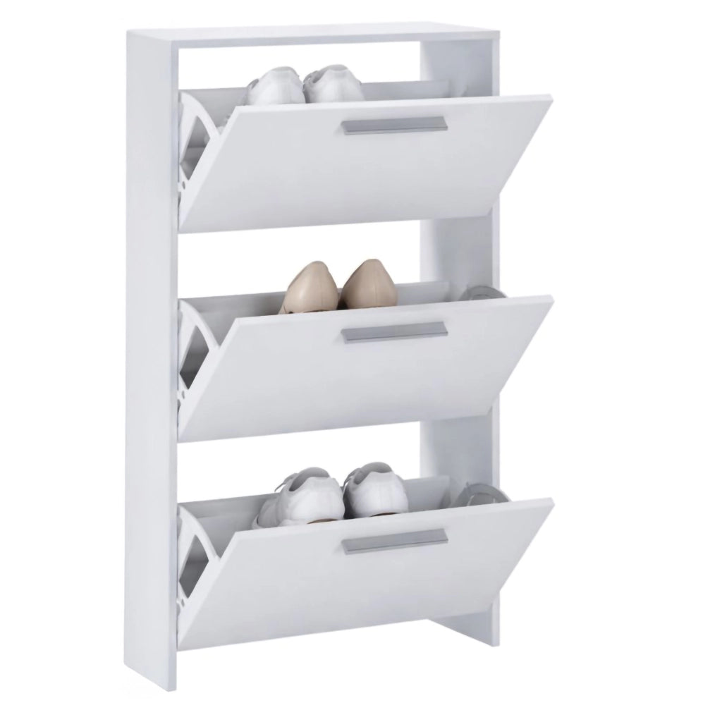 Mobile Portascarpe Seggiano, Scarpiera 3 Ripiani, 69x28x115h cm Bianco