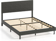Telaio letto imbottito con testiera regolabile in altezza, robusto telaio in metallo, portata fino a 360 kg, struttura con supporto per doghe in legno per camera da letto (160 x 200 cm)