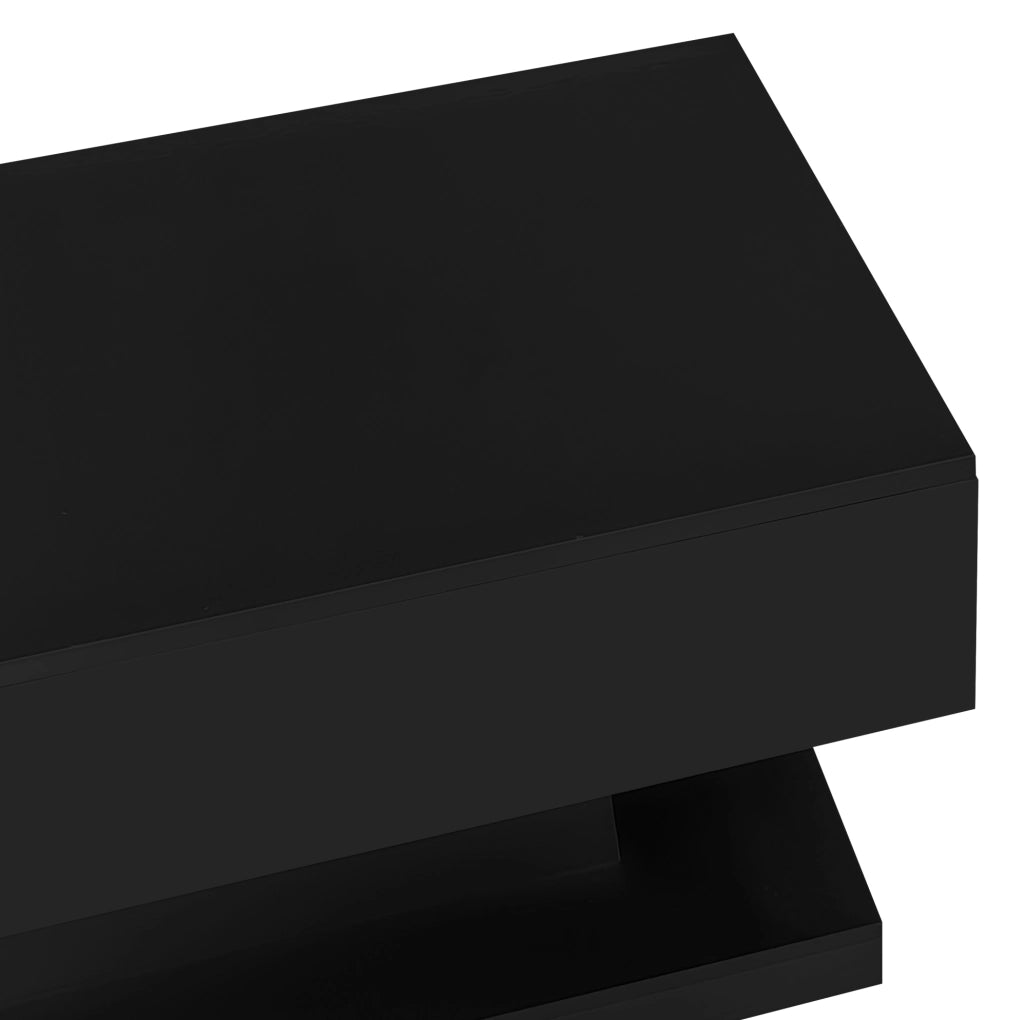Tavolino da caffè con piano sollevabile idraulico e scorrevole; LED; 100x50x45 cm; nero
