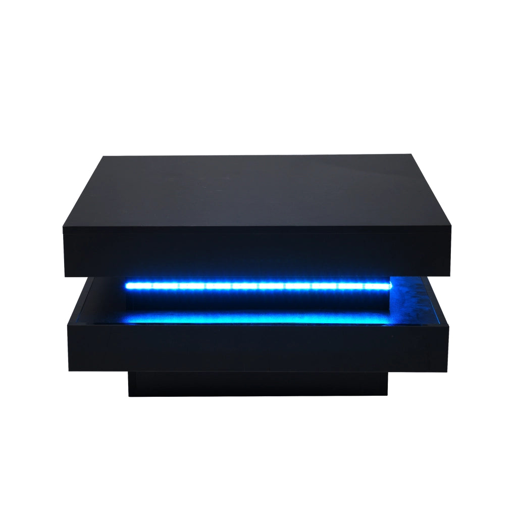 Tavolino da Caff¨¨ Quadrato con LED 16 Colori ¨C Xylo ¨C Nero, 70x70x36 cm