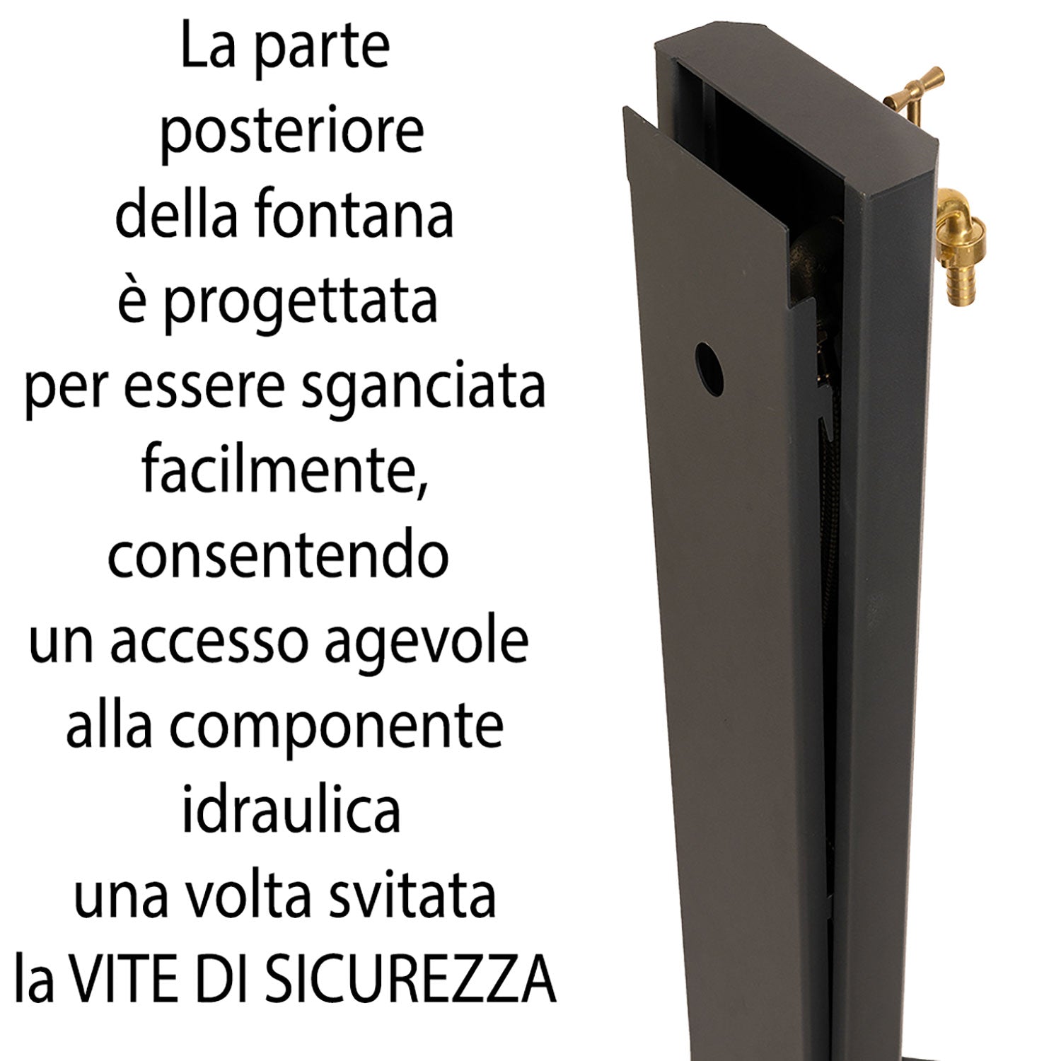 Fontanella da Giardino con Rubinetto in Ottone 20x10x100 cm in Acciaio Bianco