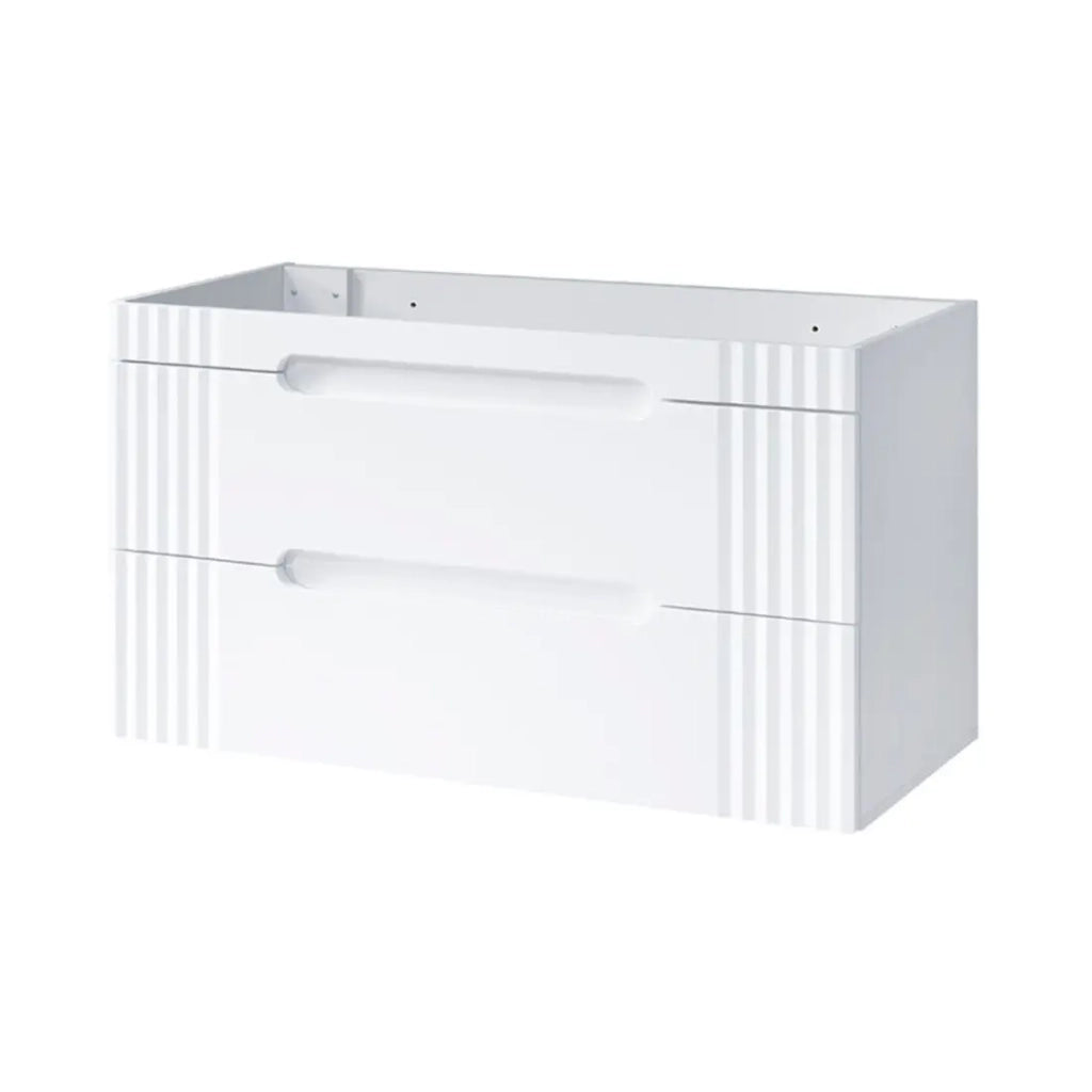 Set da bagno FIDJI: mobile sotto lavabo 120cm + doppio lavabo da incasso + 2 sifoni + piedi