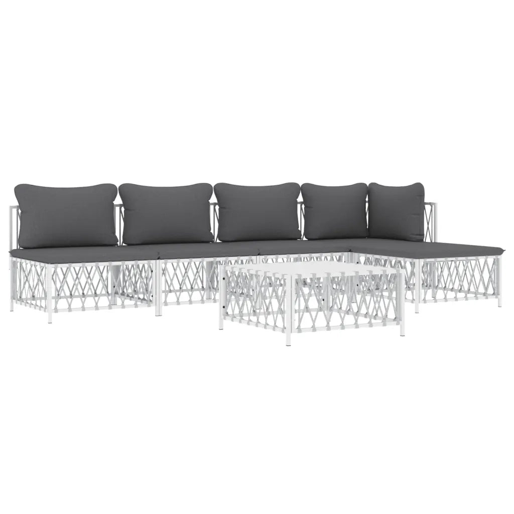 Set Salotto da Giardino 6 pz con Cuscini in Acciaio Bianco 3186858