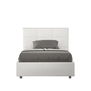 Letto imbottito Matrimoniale francese 140x200 cm Mika - Bianco,Similpelle,Con rete