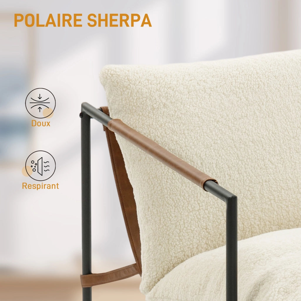 Poltrona imbottita in tessuto bouclette ¨C zephmum ¨C 77x91x80 cm, crema