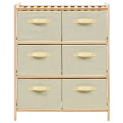 Scaffale con 6 Cesti in Tessuto in Legno di Cedro Beige 246439