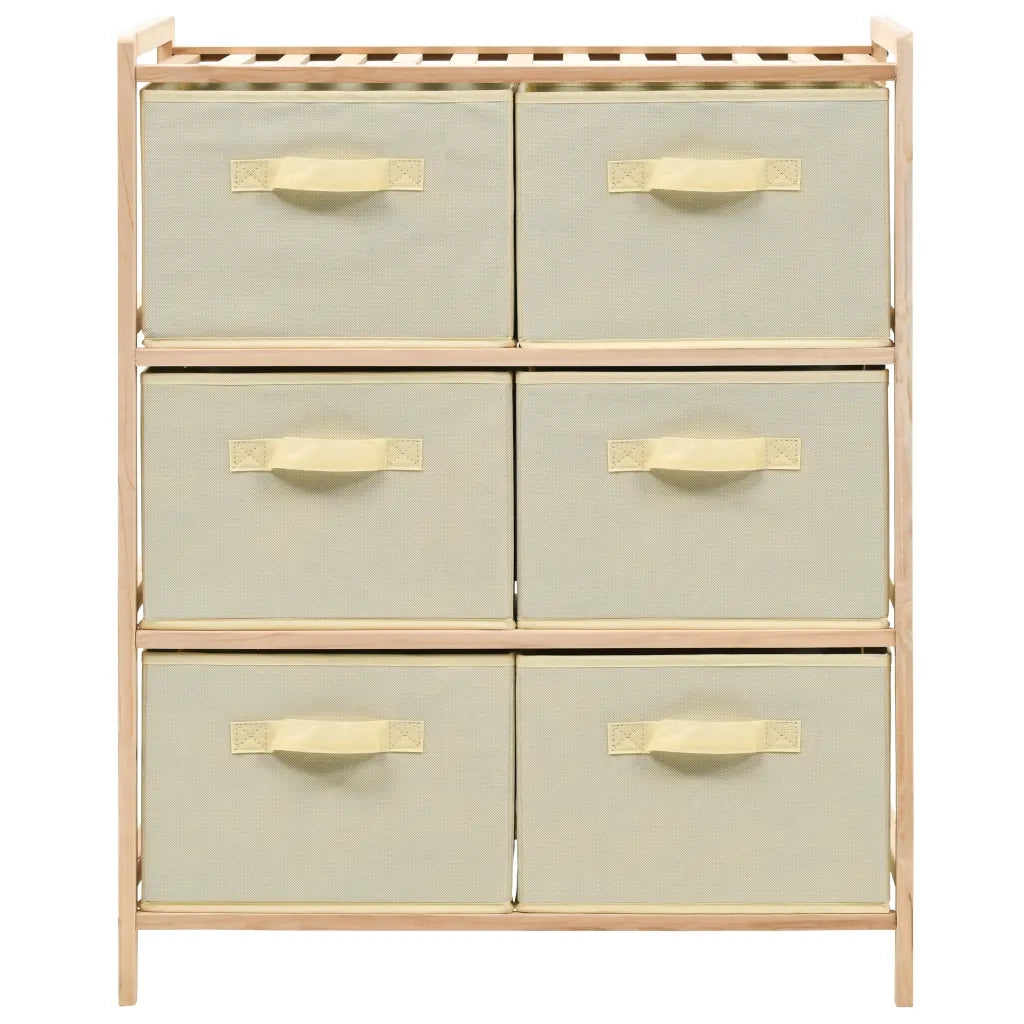 Scaffale con 6 Cesti in Tessuto in Legno di Cedro Beige 246439