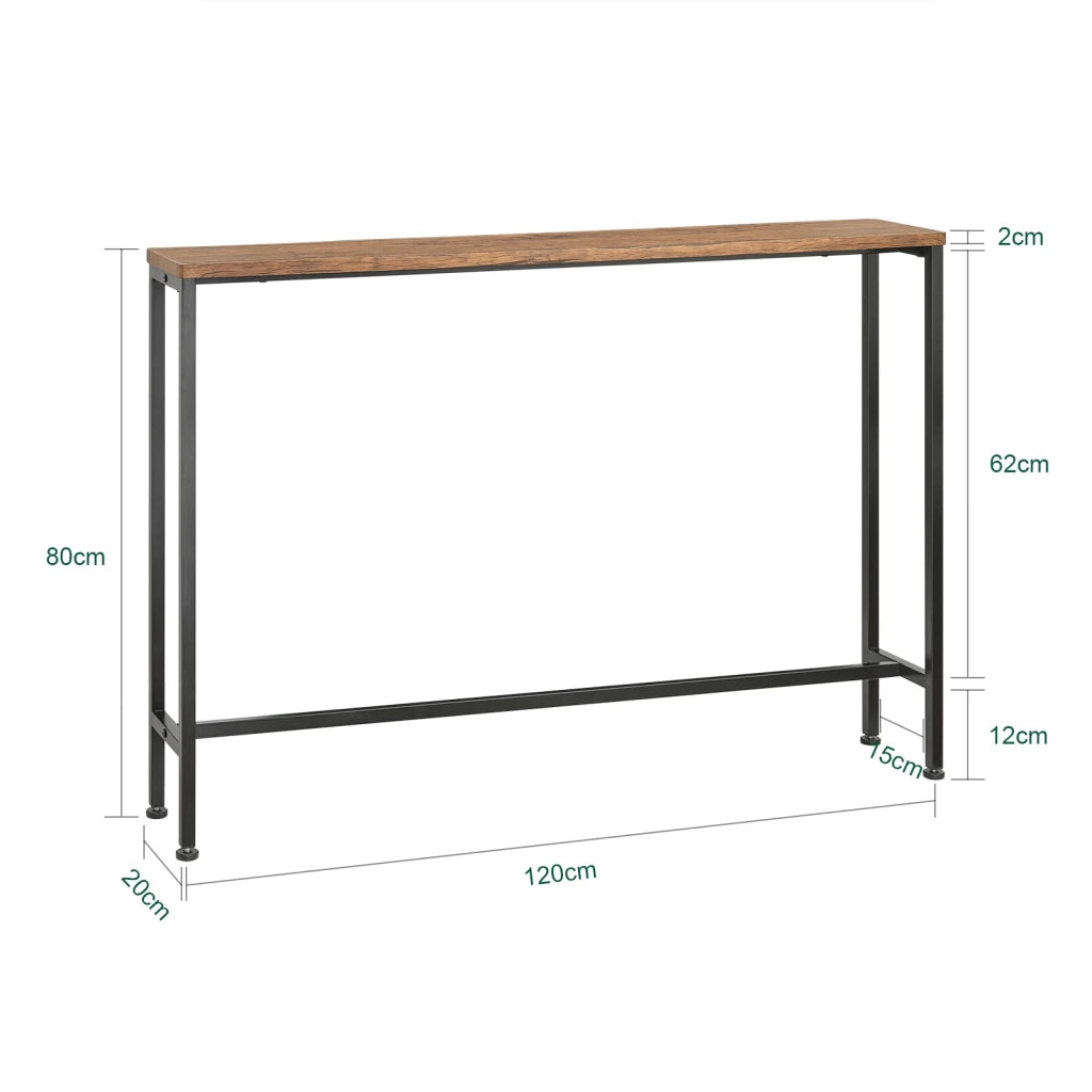 Tavolo da Consolle Vintage Tavolo da Ingresso Tavolo per Divano salvaspazio L120*P20*A80 cm Marrone FSB19-XL-N
