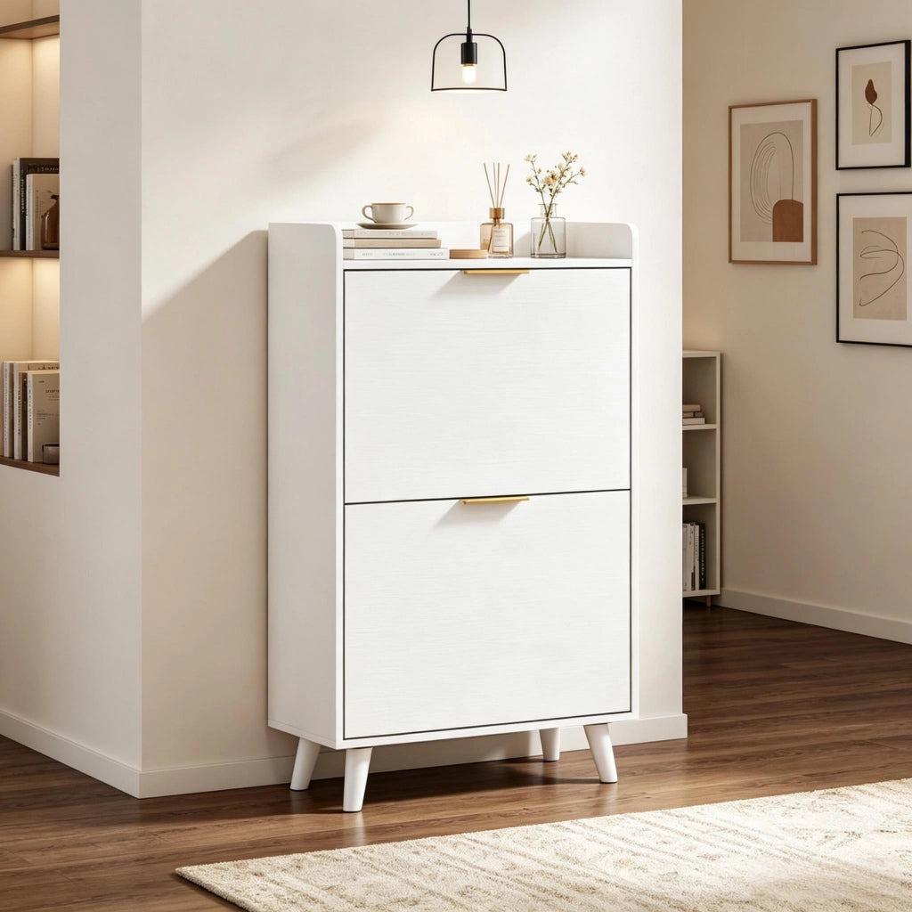 SCARPIERA stretta 70x30x120 cm bianca con 2 ribalte