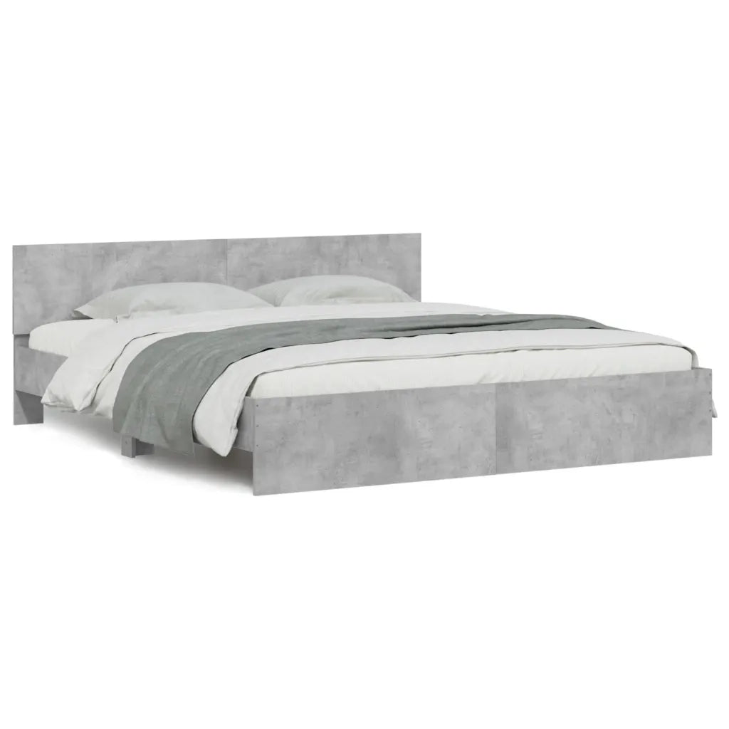 Giroletto con Testiera-Struttura Letto con testiera Grigio Cemento 180x200 cm