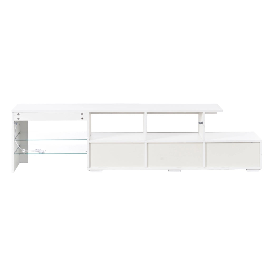 Mobile TV con 3 cassetti; 7 vani e LED - per soggiorno - 180 x 35 x 45 cm - bianco