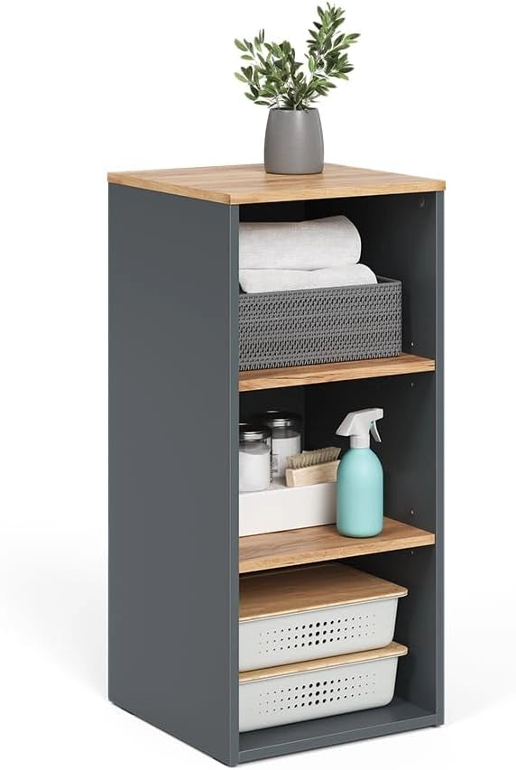 Mobiletto midi Viktor, Antracite/quercia dorata, 40.2 x 88.2 cm