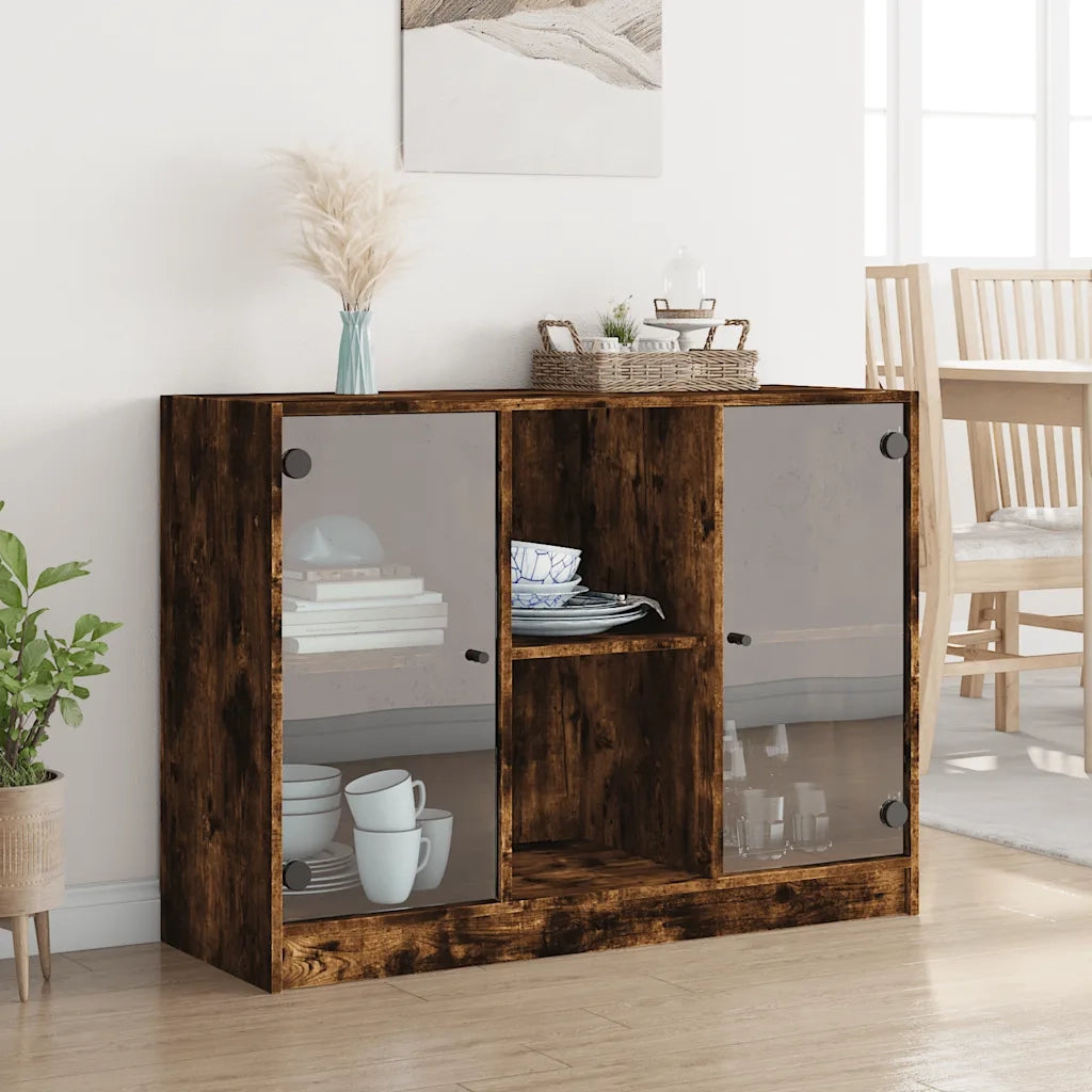 Credenza | Madia | Buffet da pranzo | Armadio da pranzo Rovere Fumo 102x37x75,5 cm in Legno Multistrato