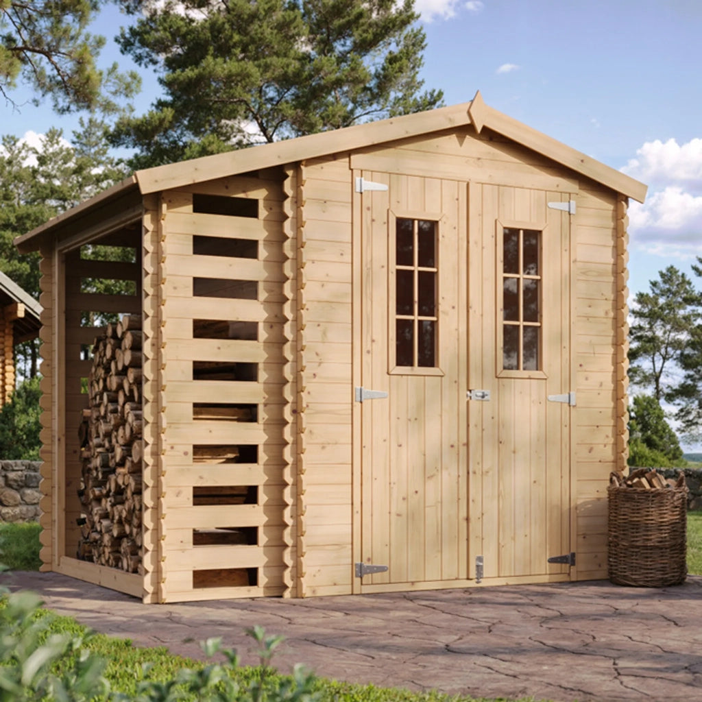 Casetta da Giardino in Legno con Legnaia da Esterno - 3,53 m2 + 0,97 m2 - TIMBELA M386C+M386G
