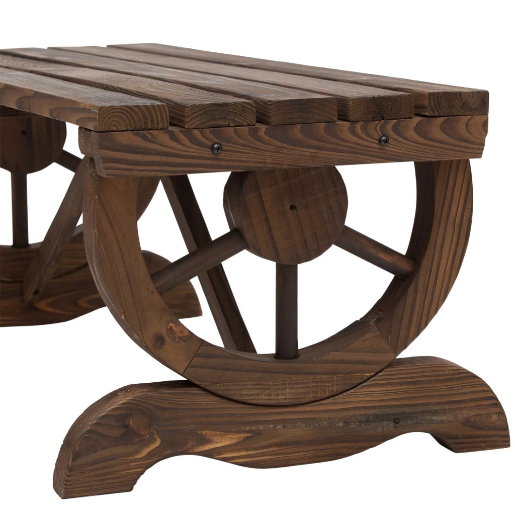Panca Da Giardino Rustica In Legno Marrone 98 X 50 X 39,5 Cm Per Esterni