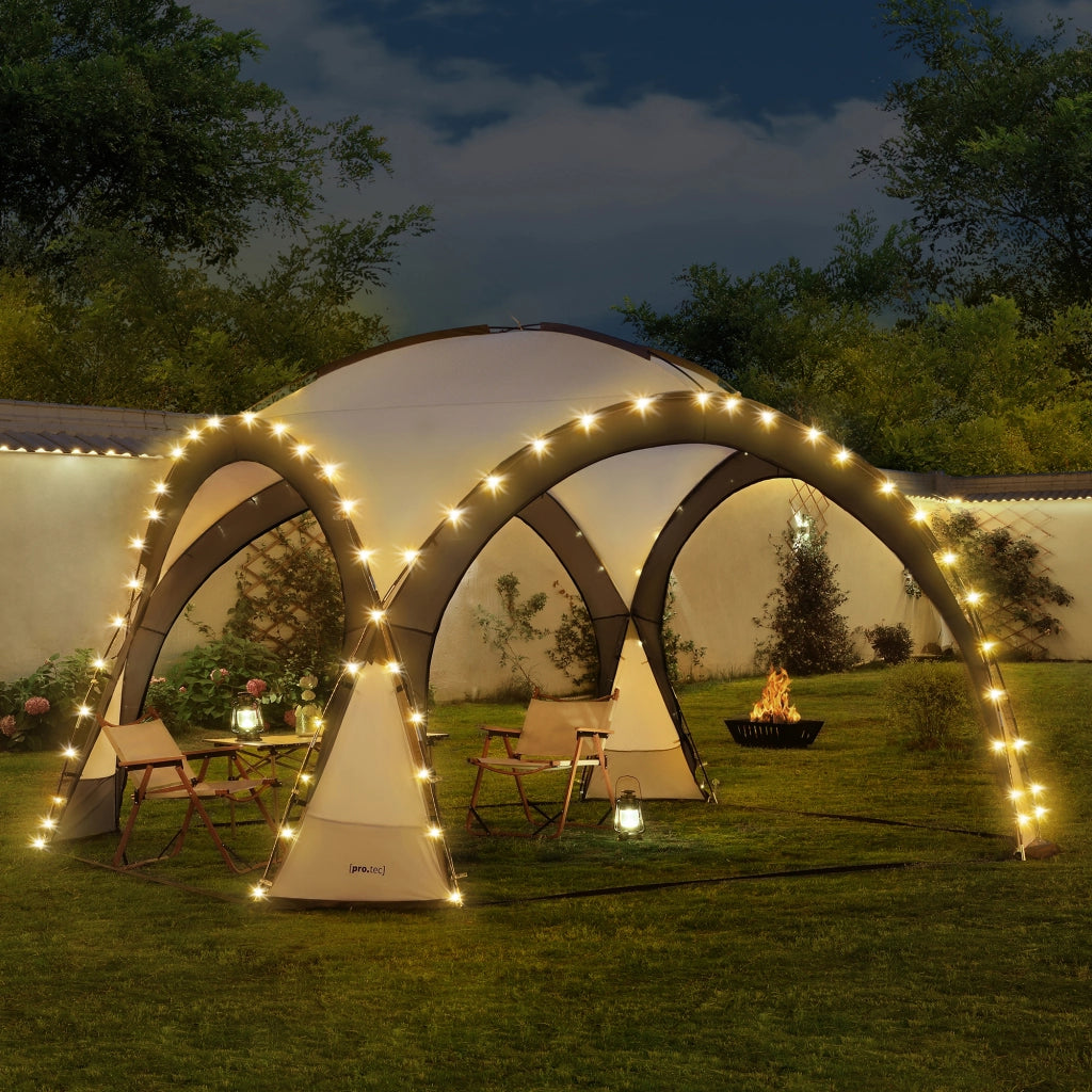 Tenda 'Grästorp' per Eventi - Gazebo con Illuminazione a LED Zanzarieri e 2 Pareti Chiudibili - Grigio [pro.tec]