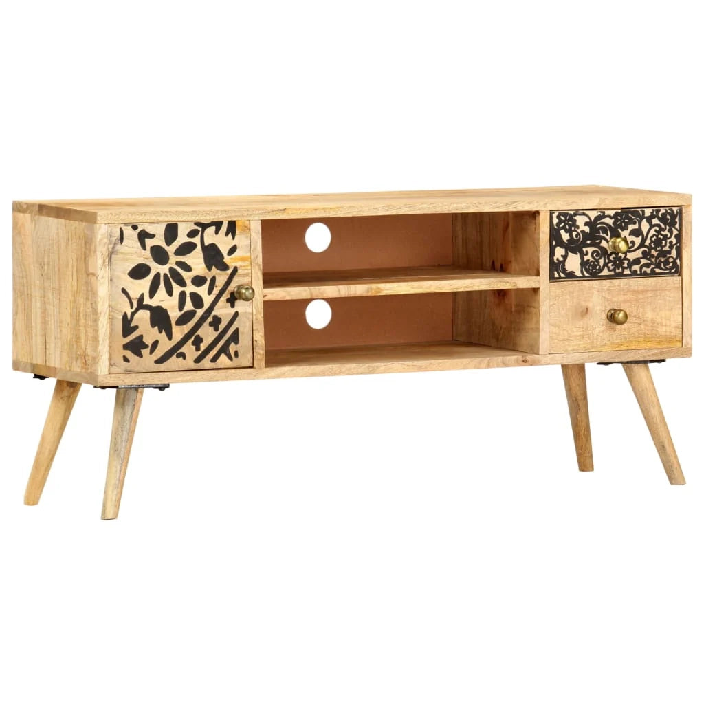 Mobile TV multimediale scaffale per televisione televisore buffet sala da pranzo soggiorno camera da letto 100 x 30 x 45 cm legno massello di mango marrone 02_0025438