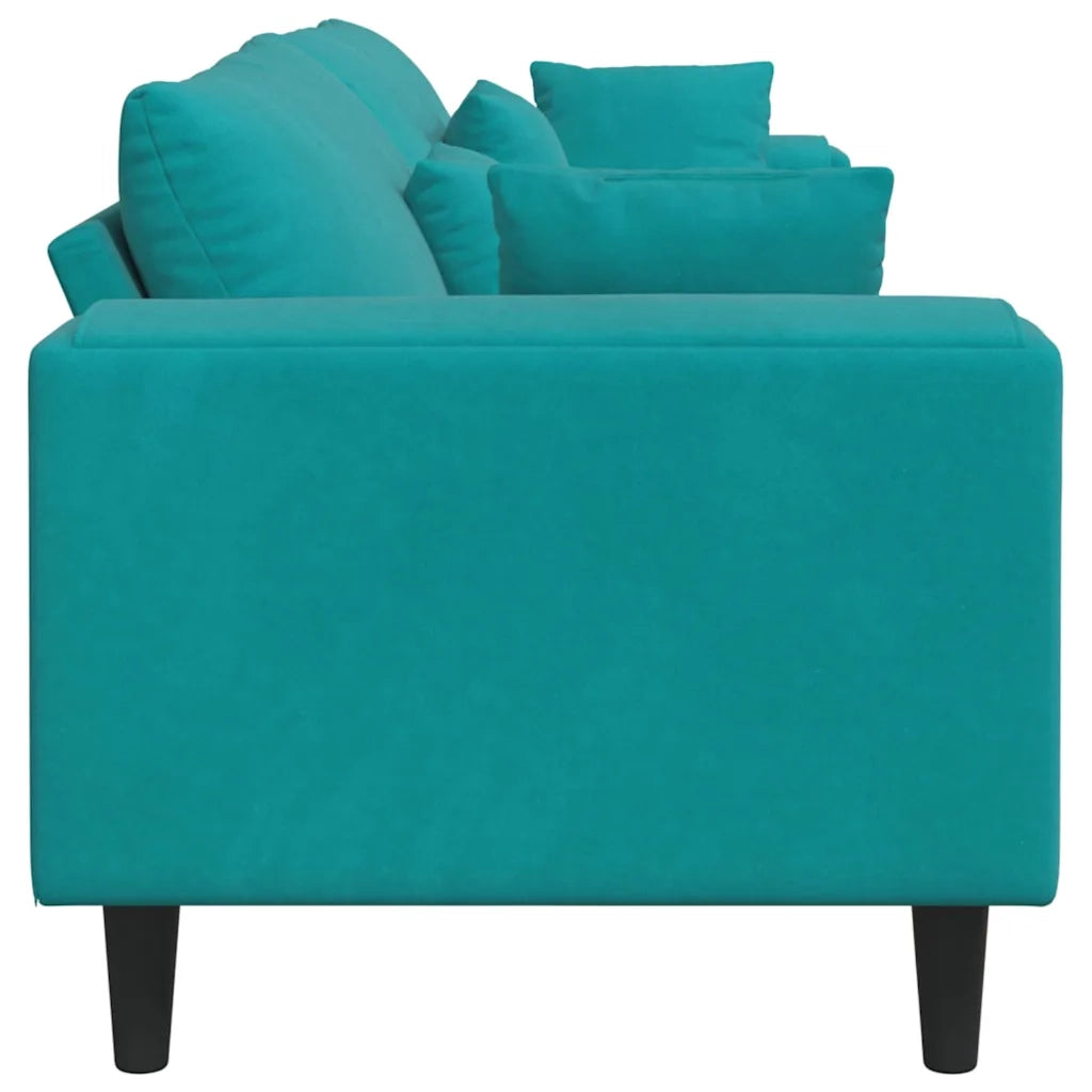 vidaXL Divano in Velluto con cuscino Turchese 208 cm Velluto