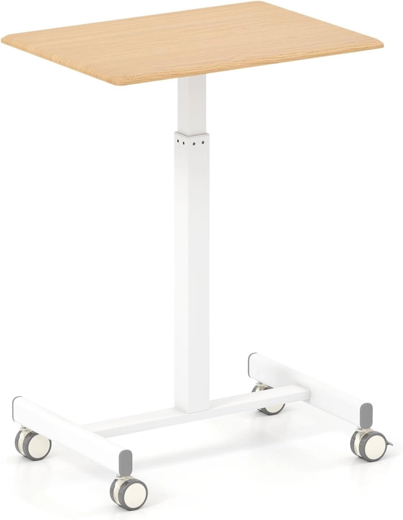 Tavolino con ruote, altezza regolabile 74,5 – 108,5 cm, tavolo per computer portatile, scrivania mobile, mobile per soggiorno, camera da letto