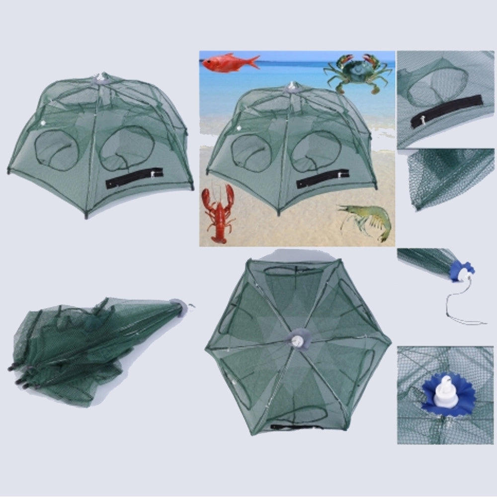 Trade Shop - Rete Da Pesca Pieghevole 6 Fori Nassa Trappola Pesci Granchi Gambero Ad Inganno -
