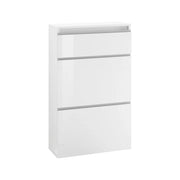 Mobile Portascarpe Alejandra, Scarpiera 12 Paia Made in Italy, 60x27x108h cm Bianco Lucido