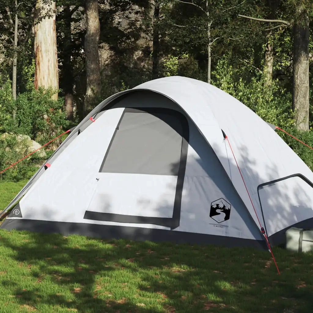 Tenda Familiare a Cupola 6 Persone Bianca Tessuto Impermeabile 94554