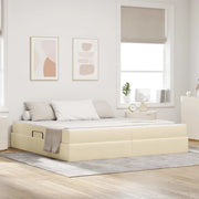 Letto con contenitore e materasso Crema 200 x 200 cm Poliestere 3399686
