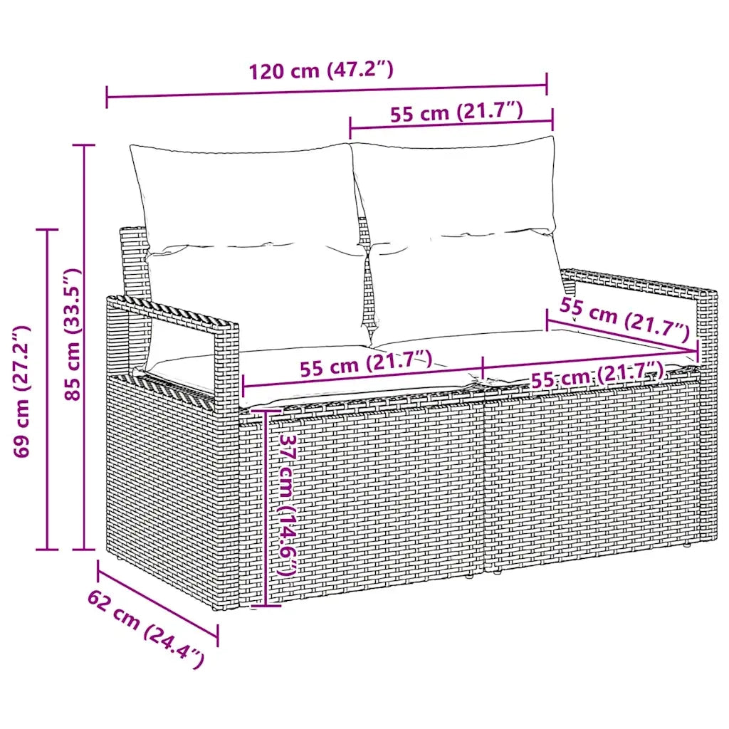 Set Divano da Giardino 5 pz-Sofa da Giardino-Divanetto da esterno Nero Poly Rattan