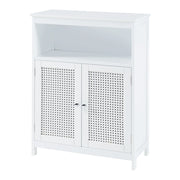 Mobiletto/scaffale basso per bagno 80 x 60 x 28 cm con 2 ante finitura MDF e PVC bianco 03_0008861