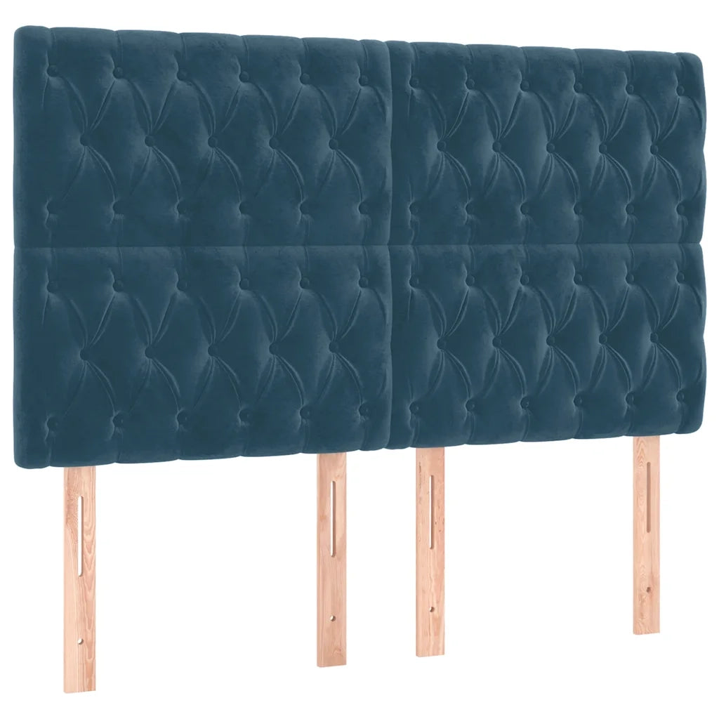 Giroletto a Molle con Materasso Blu Scuro 160x200 cm in Velluto 3138035